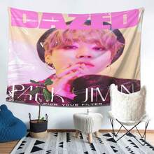 Dazed Magazine Cover Park Jimin Tapestry  Chic Kpop Aesthetic Wall Hanging, Soft Polyester Fiber Art For Bedroom, Living Room Decor  Gift For The Confident Woman Who Loves To Express Herself! - 白色 - 查看 4
