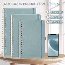 Graph Paper Notebook - Spiral Notebook Hardcover Leather Journal 140 Pages, B5 Large Grid Notebook 7.6\ X 10\, 100 Gsm Thick Paper, For Schoolsss Writing Graphing Engineering Math, GrayBlue - B5-graphB5Graph - View 3