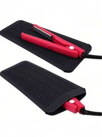 1pc Extra Large Silicone Heat Resistant Mat, Portable Travel Mat Sleeve Suitable For Curling Iron, Straightener And Hair Styling Tools, Heat Resistant Hair Tool Mat, Portable Curling Iron Sleeve ,Travel Essential Bag
