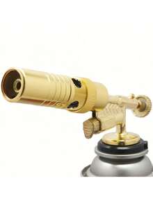 Upgraded Portable Multi-Purpose Flame Gun With Cooking Torch Head - Durable Metal Construction - 360-Degree Rotatable - Perfect For Kitchen, Cooking, Baking, And BBQs - No Batteries Required (Butane Gas Included) - Yellow - View 1