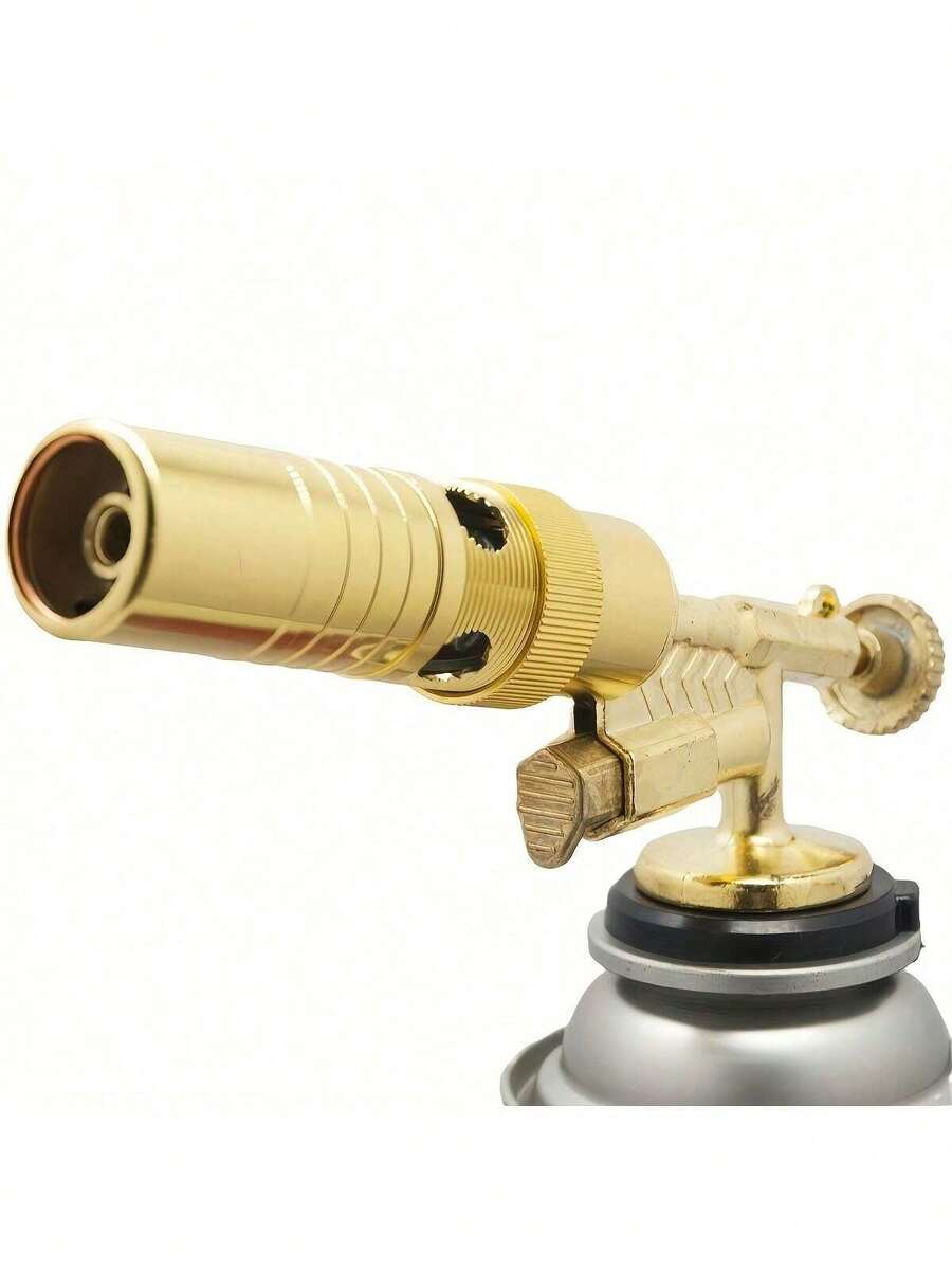 Upgraded Portable Multi-Purpose Flame Gun With Cooking Torch Head - Durable Metal Construction - 360-Degree Rotatable - Perfect For Kitchen, Cooking, Baking, And BBQs - No Batteries Required (Butane Gas Included) - Yellow - View 1
