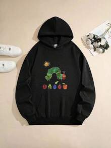 1 PcsThe Very Hungry For CATERPILLAR Hoodie - Green For CATERPILLAR & Fruit Pattern (Apple, Pear, Vegetable) Lightweight & Adult Sweatshirt, Iconic Book Design For &, Easter St Patrick's Day Gift, Clothing Party Outfit - 白色 - 查看 6