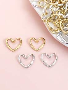 10pcs Simple Glossy Line Love Heart Charms, Ins Style High Color Retention Hollow Heart-Shaped Pendants For Freedom Creation Of Temperament Clavicle Chain Necklace Earrings Bracelet And Ornaments, Men And Women Fashion Versatile Jewelry DIY Accessories