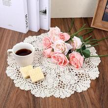 16Inch Round Doilies For Tables Crochet Doilies Tablecloth Beige Doily Cotton Lace Doily Handmade Table Doilyy Overlay (1 Pack, 40cm Diameter) - Beige - View 6