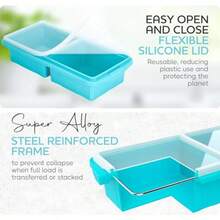 Silicone Freezer Tray With Lid For 2-Cup Soup Freezer Container Extra Large Ice Cube Tray Makes 4  500ml Portions Cubes Freezes Soup Stews Sauces Oven Dishwasher  Black - As Pic - View 5