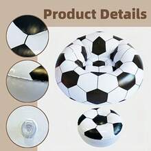 2件套充气折叠豆袋沙发，黑白足球椅带脚踏，便携式充气沙发，室内外露营休闲躺椅，摄影道具，旅行沙发，露营椅，礼品 - 彩色 - 查看 10