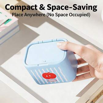 1个自动弹出式棉签卸妆垫收纳盒，发带发圈桌面整理盒