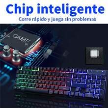 Set de Teclado y Ratón Gamer con Luz de Siete Colores – Teclado con Teclas Flotantes y Retroiluminación Arcoíris, Ratón con Diseño Ergonómico y Luz Integrada, Conexión USB Cableada, Ideal para Juegos y Oficina, Fácil de Limpiar y Confortable para Uso Prolongado, Compatible con PC y Portátil - Blanco - Ver 4