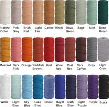 NOANTA Deep Purple Macrame Cord 2mm X 220yards, Colored Macrame Rope, Cotton Rope Macrame Yarn, Colorful Cotton Craft Cord For Wall Hanging, Plant Hangers, Crafts, Knitting - ColorJ - 查看 7