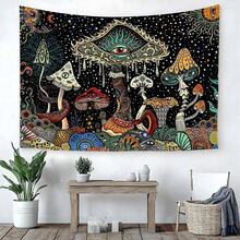 1 Peça Tapeçaria Decorativa de Parede Colorida, Tapeçaria com Padrão de Arte Cartoon Abstrata, Adequada para Quarto, Sala de Estar, Dormitório, Decoração de Festa de Halloween, Lavável, Tamanho: 79x58 Polegadas, Tapeçaria Grande de Fibra de Poliéster, Acessórios Incluídos. - B - Visão 11