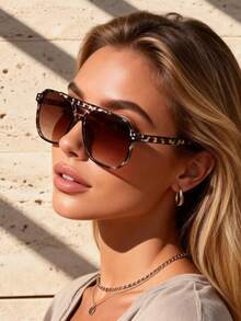 1 pièce Lunettes de mode femme avec monture plastique géométrique vintage, élégantes et personnalisées. Style classique idéal pour les amies, la photographie de rue, les fêtes sur la plage, les sorties, les festivals de musique et les vacances. - Multicolore - Voir 4