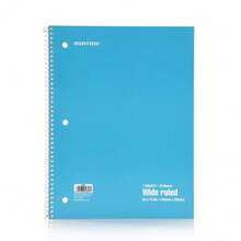 Spiral Notebooks - 1 Subject, 70 Sheets, WIDE Ruled, 8in X 10in, Bulk Pack, Primary Color Covers, Set Of 6 - For Schoolsss, Office, Business, Professional (04656) - Solid-wideRuled - View 4