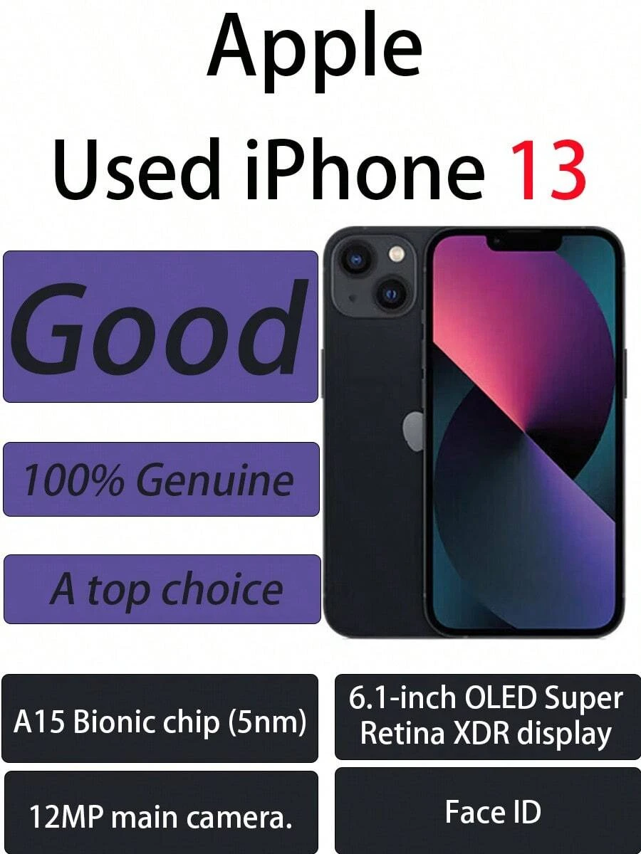 Apple iPhone13 5G正品二手手機 13 A15晶片 享超高性價比 續航力 92新100% (Chinese version, No eSIM) - 黑色 - 查看 1