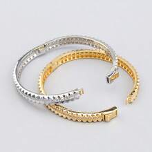 falinne 1件S925纯银镶钻菱形铆钉手链，时尚朋克风饰品，情人节送给女朋友的礼物 - 龐克鉚釘手鐲 - 查看 2