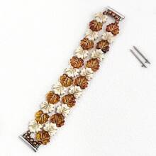 1条枫叶图案弹性表带，兼容苹果手表表带38/40/41/42/44/45/46/49毫米，适用于Ultra系列1-11代，兼容表耳宽度20/22毫米的智能手表，也适用于三星等其他智能手表。装饰您的智能手表 - 腕带 - 情人节礼物 - 时尚表带 - 棕色 - 查看 7