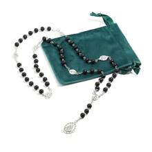 Rosary Beads Catholic For Women Handmade Wooden Catholic Rosay With Jes 1us Christ Crucifix Cross Real Healing Wooden Rosary Beads Yoga Meditation Prayer Bead Necklace - màu tối - Xem 7