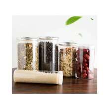 Clear Sealed Can With Lid Plastic Empty Packing Bottle Circular Storage Bucket Biscuit Jar  Sealed Cans Tank Container - 155ml - Xem 4