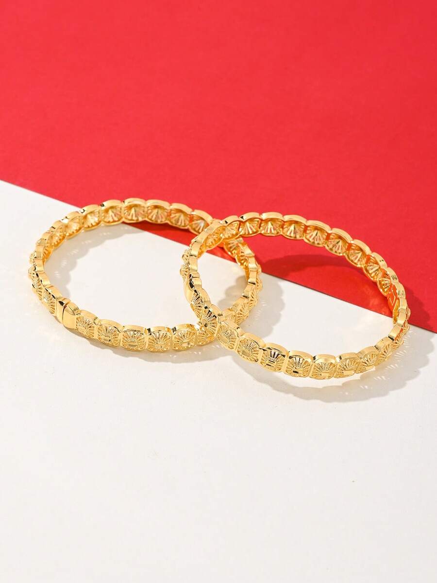 Bracelet jonc doré pour femme - Vintage de luxe - Alternative au bracelet jonc doré - Hautement recommandé - Or jaune - Voir 1