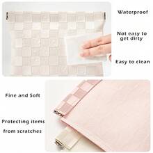 Leather Pocket Cosmetic Bag For Purse,Coin Purse Lipstick Cosmetic Accessories Organizer, Travel Kit Storage Pouch,Waterproof Portable No Zipper Se--Closing (Black+Pink) - 黑色+粉紅色 - 查看 6