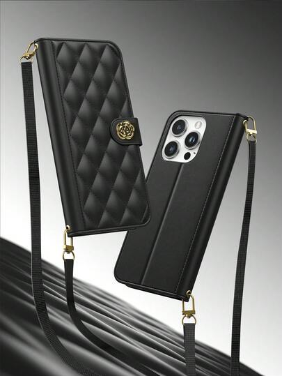 适用于 17 Pro Max 的翻盖手机壳；适用于 16 Pro Max 的山茶花钱包式手机壳；适用于 17 Pro Max 的时尚手机壳，带可拆卸挂绳；适用于 13/11 英寸（6.1 英寸）手机的卡包式手机壳，带可调节挂绳；适用于 16 英寸（6.1 英寸）手机的简约钻石现代设计卡包式手机壳。