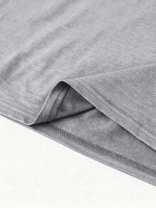 Camvyn Áo thun nam tay ngắn dáng rộng, chất liệu nhẹ, in họa tiết may mắn, thích hợp mặc mùa hè. - Xám - Xem 5