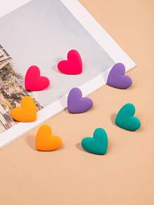 4 Pairs/Set Exaggerated Heart Soft Ceramic Texture Earrings, Fashion Macaron Color Earring Set For Women, Valentine's Day & Mother's Day Gift