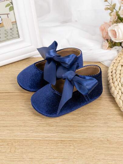 Sweet Baby Girl Princess Shoes, Ribbon Bow Soft Bottom Comfortable Flat Shoes, Toddler First Walking Shoes, Suitable For Birthday Party Dress Shoes