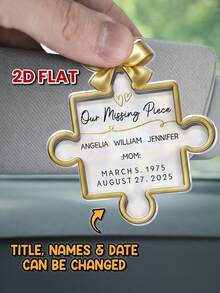 Catygift Customized Puzzle-Shaped Memorial Car Sticker, Personalized Memorial Gift, Gift For Grieving Friends, Sticker To Commemorate Deceased Loved Ones, Can Print Name, Date And Title - As Shown - View 2