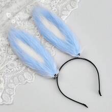 Cute Rabbit Ears Headband Long Furry Dog Ears Animal Cosplay Headband (Blue) - Blue - View 4