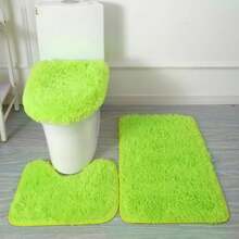 Eanpet Black Bathroom Rugs Sets 3Piece Bath Mat Solid Bath Rug Floor Mats Washable Shower Rug With U-Shaped Contour Rug Toilet Lid Cover - ColorB - 查看 1
