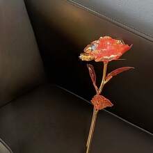 1支彩色发光玫瑰，人造花束，永不凋谢的花卉装饰，多色塑料假花，仿玫瑰，送给女性的礼物，母亲节礼物，情人节礼物，生日/婚礼派对，家居装饰 - 彩色 - 查看 10