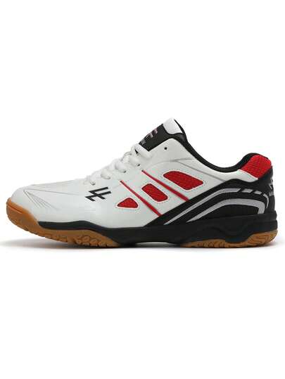 1 Pair Men's Solid Color Sports PU Leather Lace-Up Sneakers, Lightweight Breathable Non-Slip Supportive Outdoor Multifunctional Sports Shoes For Fitness, Training, All Seasons