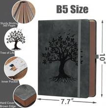 Thick Lined Journal Notebook With Pen, 360 Pages 100gsm Paper, Brown Sprayed Edge, Journal For Writing B5 Ruled Notebook ,Leather Hardcover,Perfect For Work, Office Or Schoolsss, 7.8'' X 10'' Dark Grey - 深灰色B5襯裡 - 查看 3