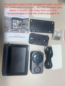 1 件无线视频门铃摄像头，1080P 高清视频和 4.3 英寸显示器，用于实时家庭监控，WIFI 智能门铃，无需应用程序或互联网，本地存储，夜视，双向音频，触摸控制 - 彩色 - 查看 13