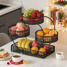 Senmeo 1PC 3-Tier Black Heart-Shaped Fruit Basket Bowl, Countertop Storage & Display Rack For Fruits/Vegetables/Snacks, Picnic/Wedding/Party Holiday Gift - 心形 - 查看 5