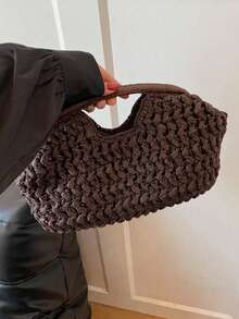 Embrague de concha vintage casual, bolso tejido a mano de diseñador de mujer de rafia, elegante bolso de playa hecho a mano para el verano - Ver 6