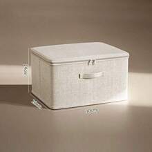 1 pieza Caja de almacenamiento con cremallera de gran capacidad en beige, plegable para viajes y mudanzas, contenedor de almacenamiento para juguetes y ropa con asa, adecuado para guardería, decoración del hogar, organización estacional, disponible en varios tamaños - Multicolor - Ver 11