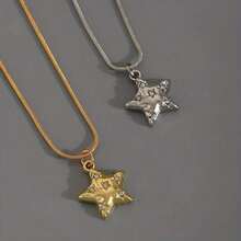 Fashion New Exquisite Inlaid Synthetic Cubic Zirconia Five-Pointed Star Pendant Necklace Retro Versatile Suitable For Men And Women Daily Wear - 1 - Xem 10