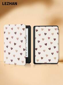1个棕色心形图案保护套，适用于 Kindle 2024、Kobo、Kindle NK 11/Kindle 儿童版/Kindle Paperwhite 5，电子书阅读器保护套，带自动唤醒/睡眠功能，纤薄便捷，完美贴合保护您的阅读设备，浪漫情人节礼物。 - 彩色 - 查看 2