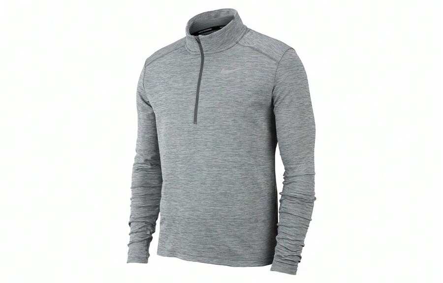 Nike Dri-Fit Pacer Solid Color Print Half-Pack Fit Stand Collar Long Sleeve Raglan Sleeve American Retro T-Shirt For Men