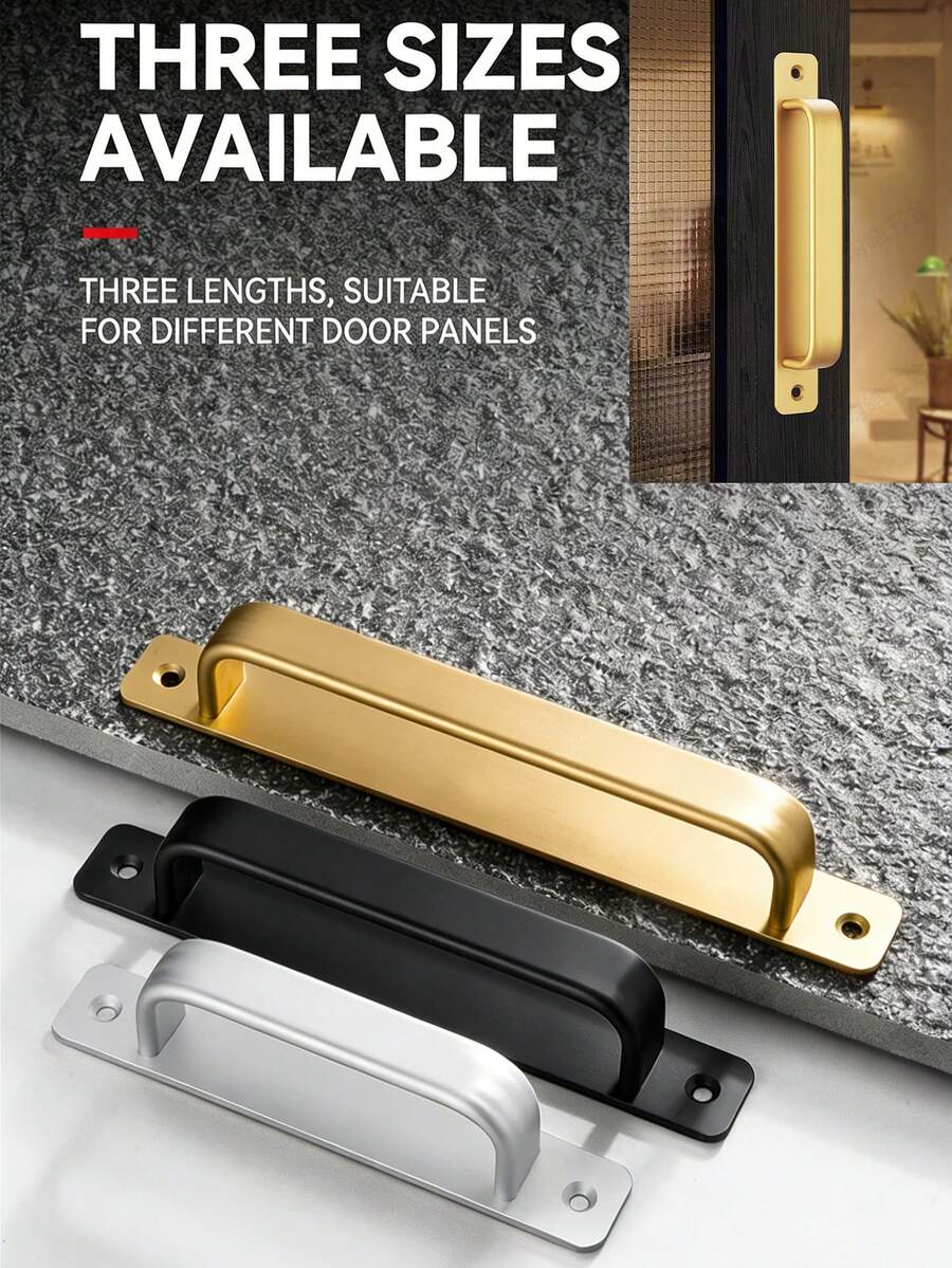 2pcs Gold, Silver, Black Aluminum Alloy Cabinet/Drawer/Door/Window Pull Handles, Home Hardware With Screws For Easy Installation - Multicolor - View 1