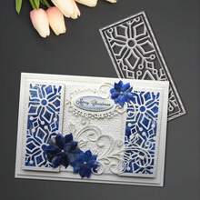 创意花卉边框金属切割模具，DIY剪贴簿相册和压花模板，贺卡制作工具，卡片纸切割工艺品，礼品卡制作模板模切。 - 銀色 - 查看 6