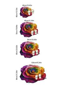 1pc Iridescent Rose Gradient Floral Shaped Rug, With Rainbow Gradient Rose As The Main Body, Bright And Exquisite Style, Suitable For Bathrooms Or Entryways With A Luxurious Or Romantic Aesthetic; The Gradient Colors Enhance The Visual Impact, And The Unique Petal Shape Complements The Elegant Soft Furnishings Of The Bathroom, Elevating The Refined Ambiance Of The Space. - Multicolor - View 5