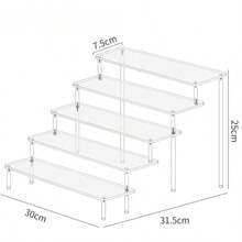 1 Piece Of 1-5 Layer Transparent Acrylic Display Stand, Cosmetic Storage Rack, Perfume Acrylic Rack, Cupcake Stand, Suitable For Amiibo And POP Figurines, Food And Dessert Stand, Product Display Rack For Cosmetic Suppliers, Applicable To Places Such As Vacation Beaches, Bathrooms, Bedrooms, Etc., Large Capacity
