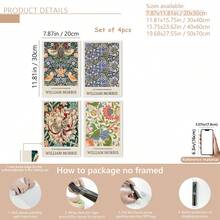 Bộ 4 tranh nghệ thuật William Morris - Tranh hoa cổ điển, thích hợp trang trí nhà cửa, phòng ngủ, phòng khách, phòng tắm, tường; Có thể chọn tranh kèm khung. - Nhiều màu - Xem 18