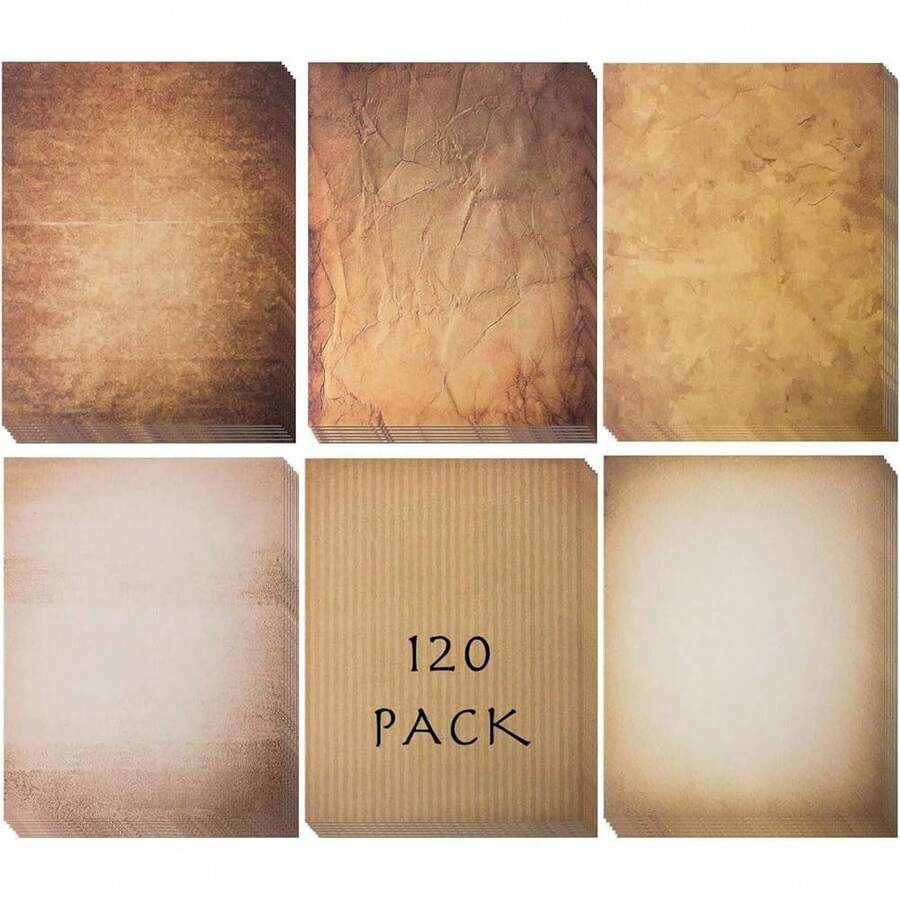 120 Aged Paper - Antique LooFKing Vintage Papers With Classic Aged Paper Designs - Six Unique Old LooFKing Designs - Printable Writing Paper, 8.5 X 11 Inches (Pack Of 120) - 120AGEDPAPER - 查看 1