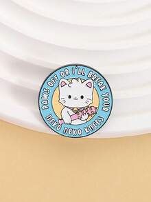 1PC Cute Angry Cat Enamel Pins Cute Cartoon Paws Off Or I Will Break Your Knees Brooches Lapel Badges Fun Jewelry Gift For Friends - Multicolor - View 4