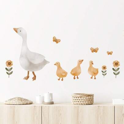 1 schattige eend muursticker, geschikt voor thuis, kamer, muur, kantoor, studentenkamer decoratie, gemaakt van waterdicht PVC-materiaal, verwijderbaar