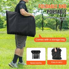 Banco plegable portátil, banco de fútbol plegable de 6 asientos con bolsillos laterales y bolso de transporte, asientos laterales de tela Oxford 600D ligera, para fútbol, béisbol, camping, eventos al aire libre, negro - Negro - Ver 5