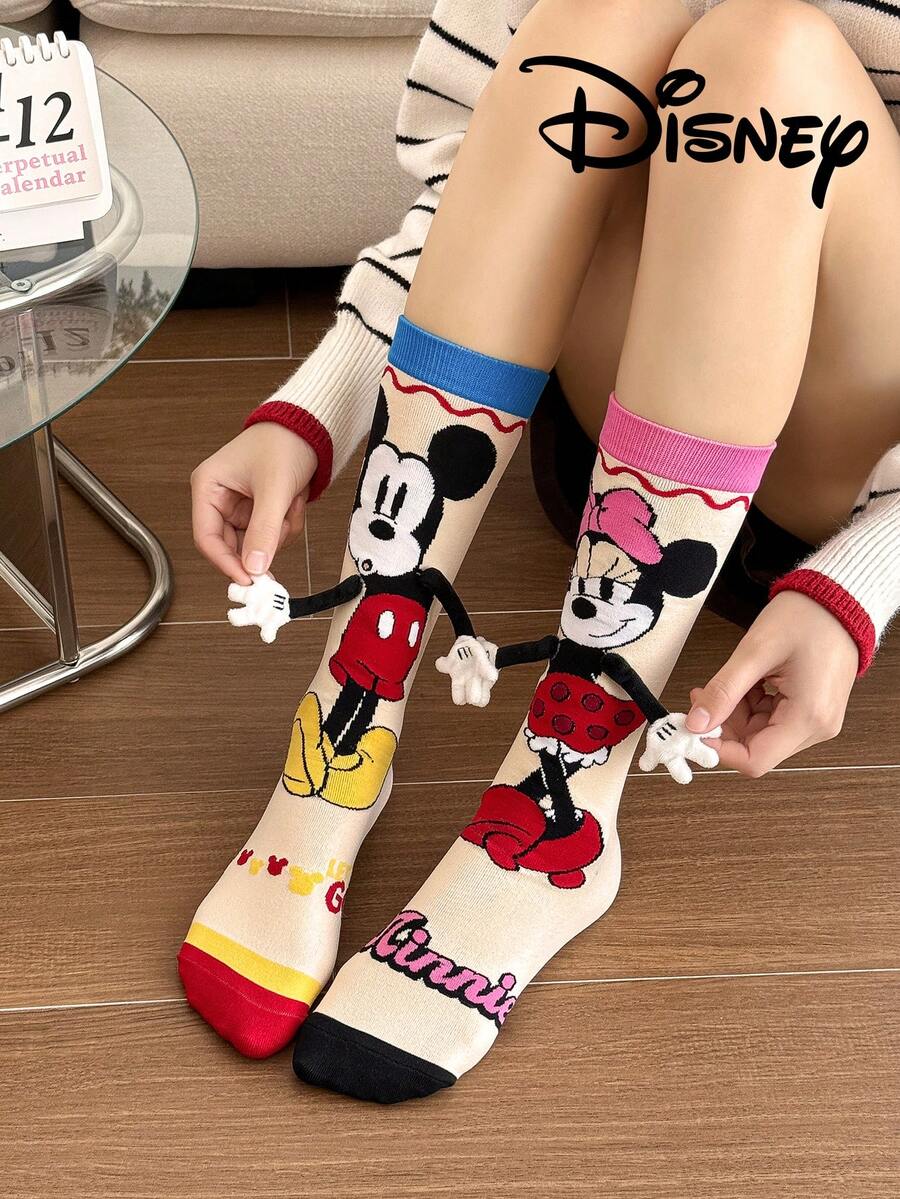 1 Đôi tất đôi có nam châm tự dính tay, tất hoạt hình dễ thương tự dính vào nhau, chủ đề Giáng sinh, phù hợp cho mùa xuân, đông, thu và hè, hoàn hảo làm quà tặng dự tiệc, tất nữ nhiều màu sắc dài đến bắp chân dành cho người hâm mộ, tất Disney - Nhiều màu - Xem 1